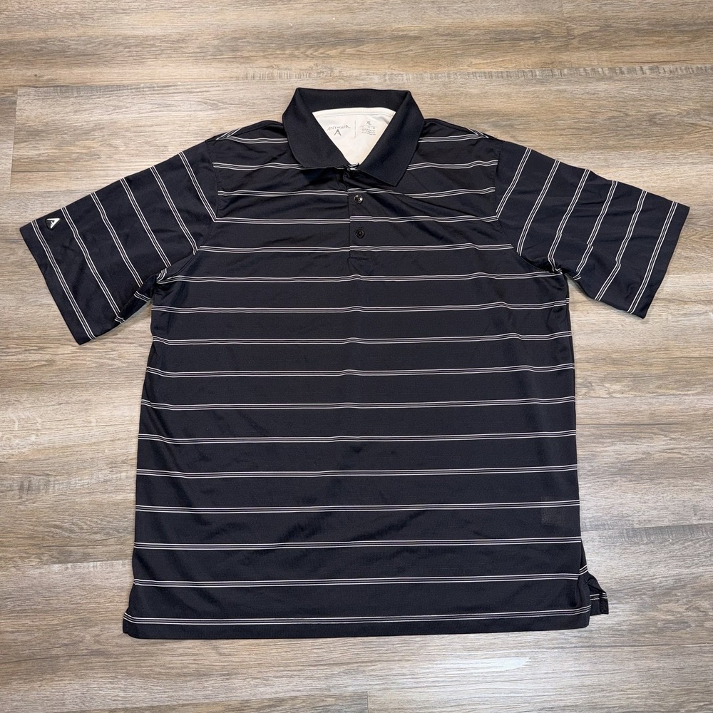 Antigua Performance Shirt Mens Extra Large Black Polo White Horizontal Stripes